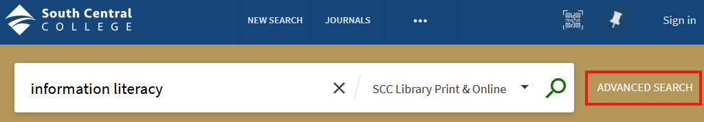 Simple Search to Advanced Search screenshot