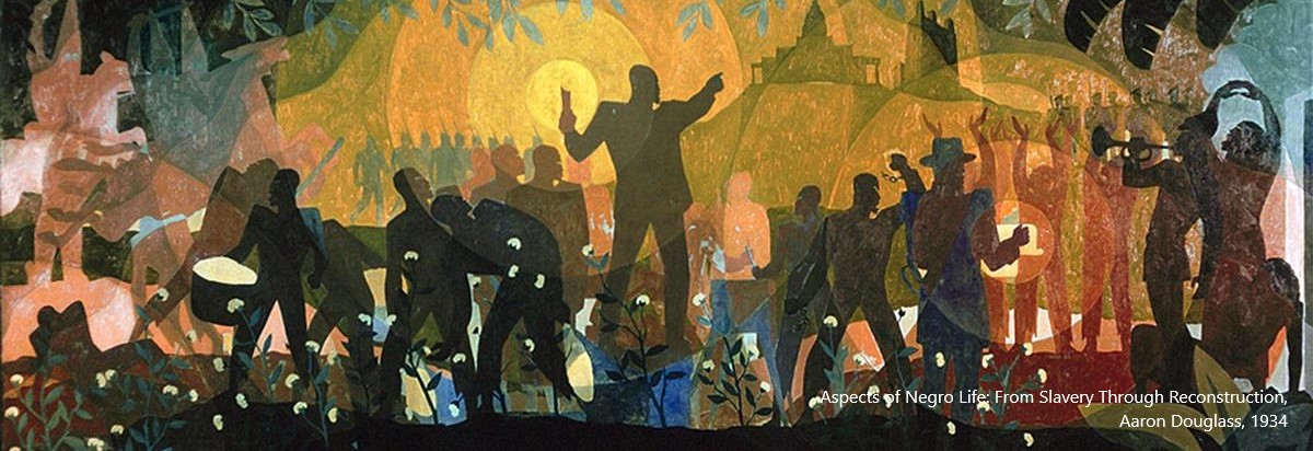 Painting by Aaron Douglass, Aspects of Negro Life: From Slavery Through Reconstruction, 1934